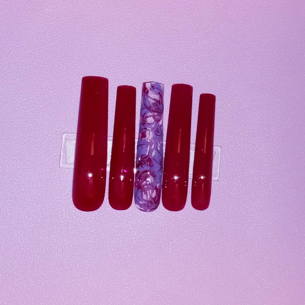 10pcs 3XL Square Maroon With Purple Marble Accent